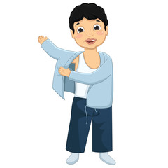 Boy Wearing Pajamas Vector Illustration