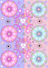 Flores celestes y rosas