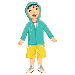 Boy Wearing Raincoat Vector Illustration