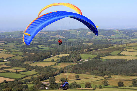 paragliders over Dartmoor