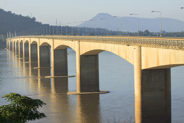loas-japan bridge crossing Mekong river in Champasak southern of