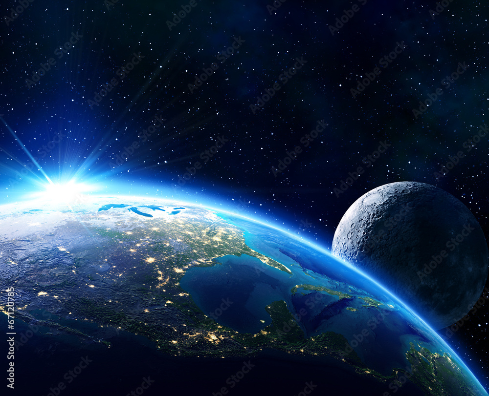 Wall mural earth usa, horizon and moon