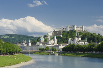 Fototapeta na wymiar Salzburg City Historic Center Panorama View