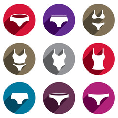 Woman underwear vector icon set.