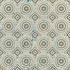 Vintage geometric seamless pattern, old vector repeat background