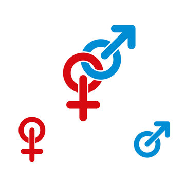 Male and female symbols combination vector icon isolated.