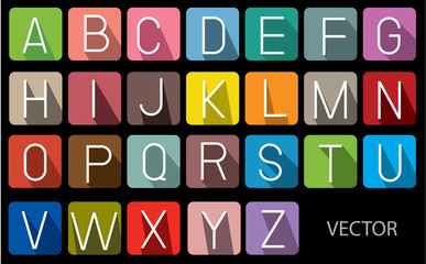 icons font colorful with long shadow.vector