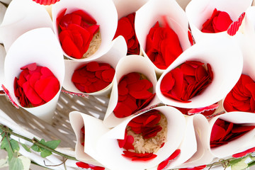 Red confettis for wedding
