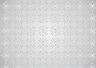 Silver Modern Flower and Rhomboid and Circle Pattern on Pastel B