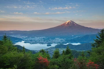 Gordijnen Mt Fuji and lake kawaguchiko in summer season © torsakarin