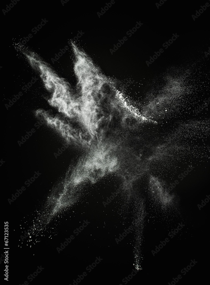 Canvas Prints white powder exploding isolated on black