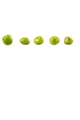 Green peas over white background