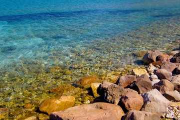 Fototapeta na wymiar Rocky sea coast in Greece
