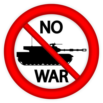 No war sign with modern tank