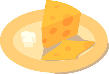 Cheese with a butter on a plate