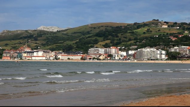 Beautiful Atlantic ocean beach in Laredo. Cantabria, Spain