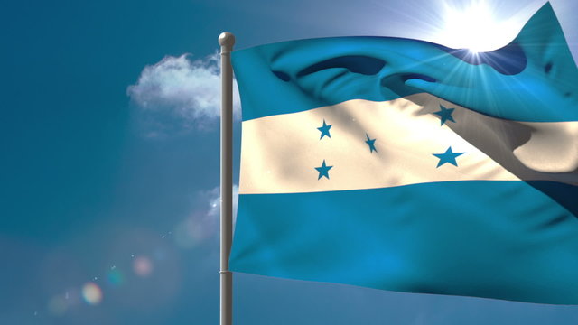 Honduras national flag waving on flagpole