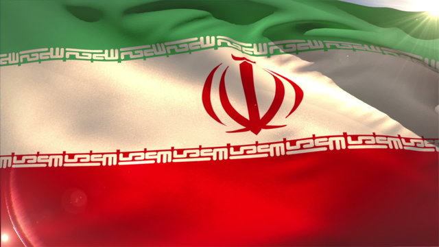 Large iran national flag waving