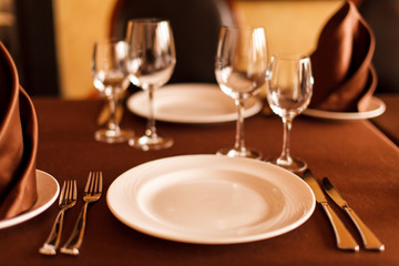 Tables set for meal