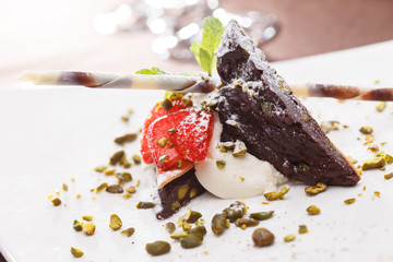 dessert with strawberry and chocolate
