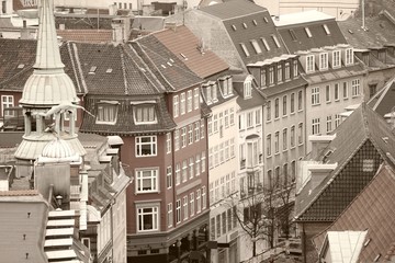 Copenhagen. Sepia tone filtered image.