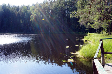 The sun's rays on the water surface