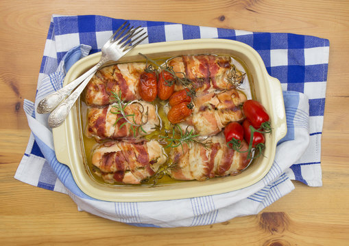 chicken baked with bacon