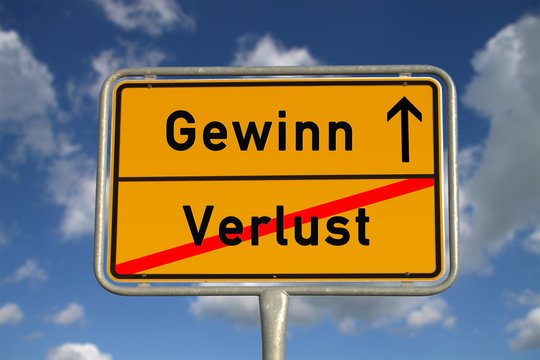 Deutsches Ortsschild Gewinn Verlust