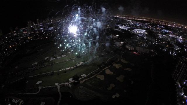 4th of July aerial drone video fireworks