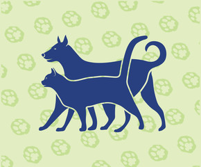 Pets on seamless background