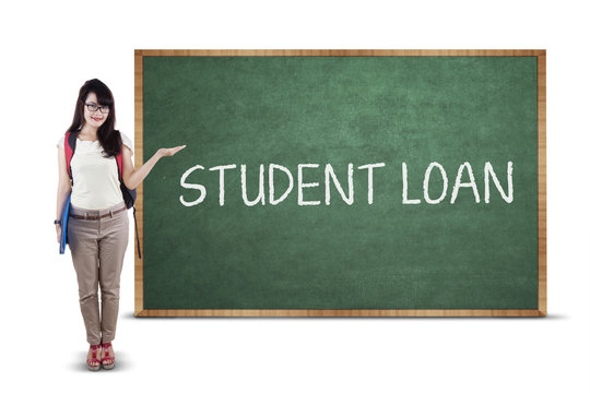 Student Presenting Student Loan Text