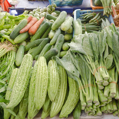 Variations vegetables at the market