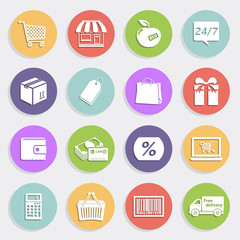 Flat icons set - sales and retail