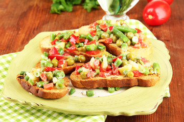 Sandwiches with vegetables and greens