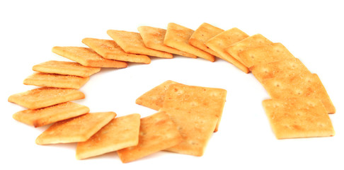 Delicious crackers isolated on white