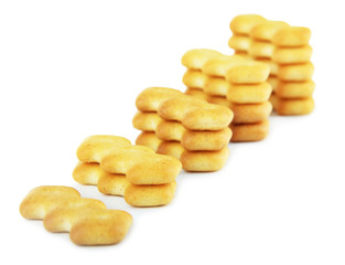 Delicious crackers isolated on white