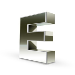 3d silver steel letter E