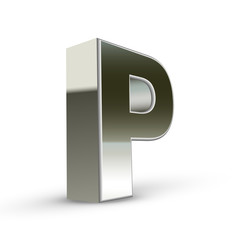 3d silver steel letter P