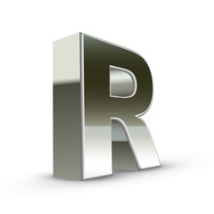 3d silver steel letter R