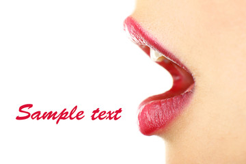 Beautiful female lips, isolated on white