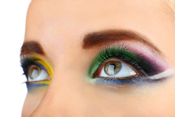 Beautiful eyes with bright make-up, close up