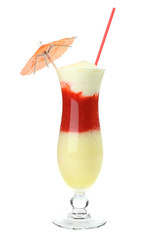 Delicious fruit smoothie isolated on white