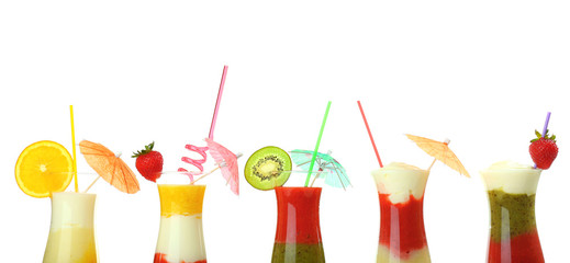 Delicious fruit smoothie isolated on white