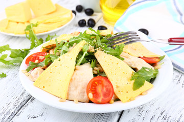 Fresh salad with arugula, close up