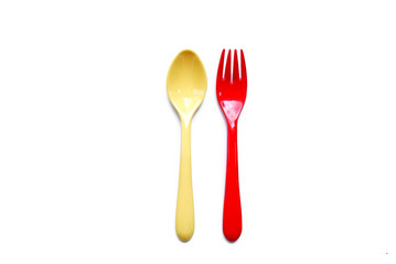 Plastic spoon and fork