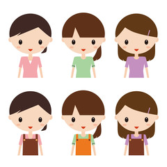 女性　主婦　店員　バリエーション