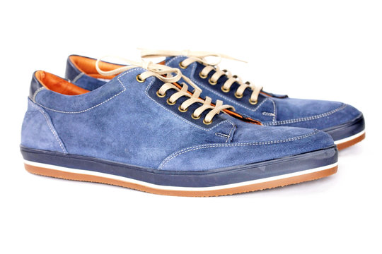 Men's sneakers suede on white background
