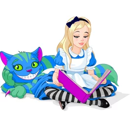 Muurstickers Alice en Cheshire Cat © Anna Velichkovsky