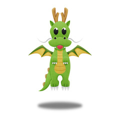 green dragon for illustration cute cartoon of paper cut