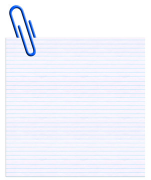 trombone bleu sur carr&eacute; de papier bloc-notes